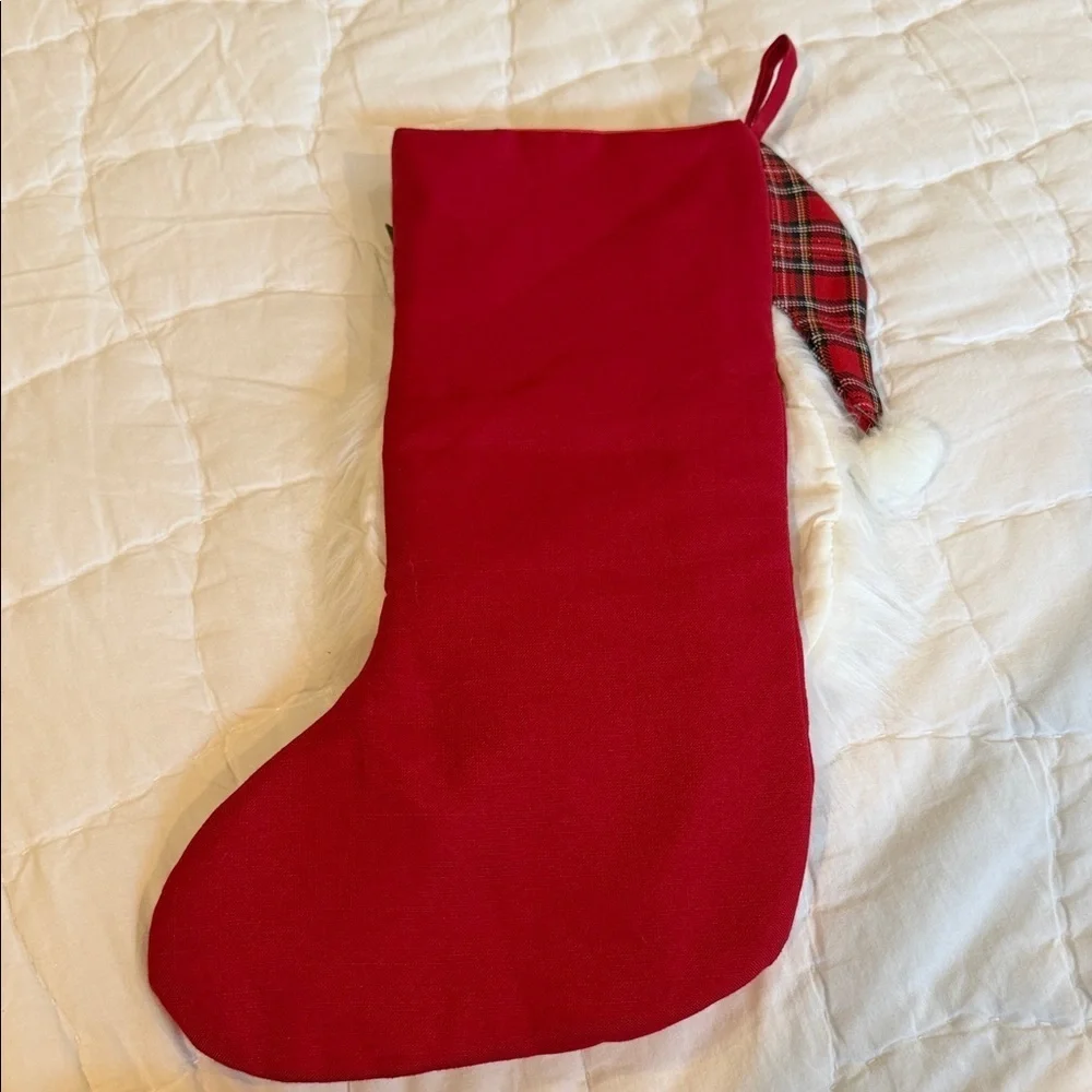 Plaid Santa Christmas Stocking with Snowflake